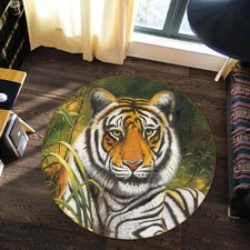 Tapis 3D peint à la main Tiger N519 animal antidérapant tapis rond élégant Fay