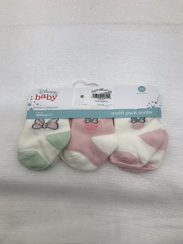 NWT DISNEY Baby Girl Minnie Mouse Socks 3 Pc Set Pink/Mint Green/Ivory