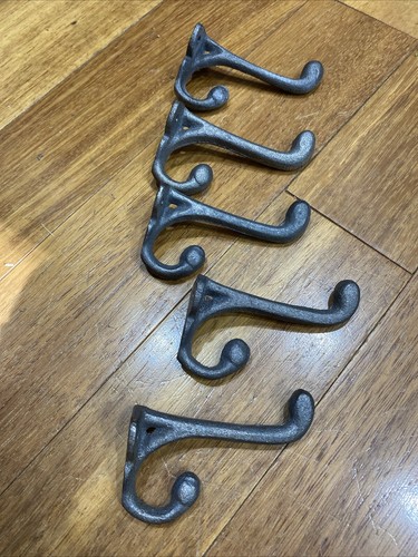 5er Set Gusseisen Kleiderhaken Wand Rustikal Hütte Deko - Bild 4 von 13