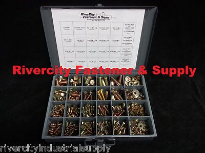 Grade 8 Coarse Thread Bolt Nut & Washer Assortment 490pc 1/4'' 5/16'' 3/8'' & 1/2'' 