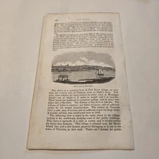 View Of Fall River Massachusetts c. 1839 Engraving (373)