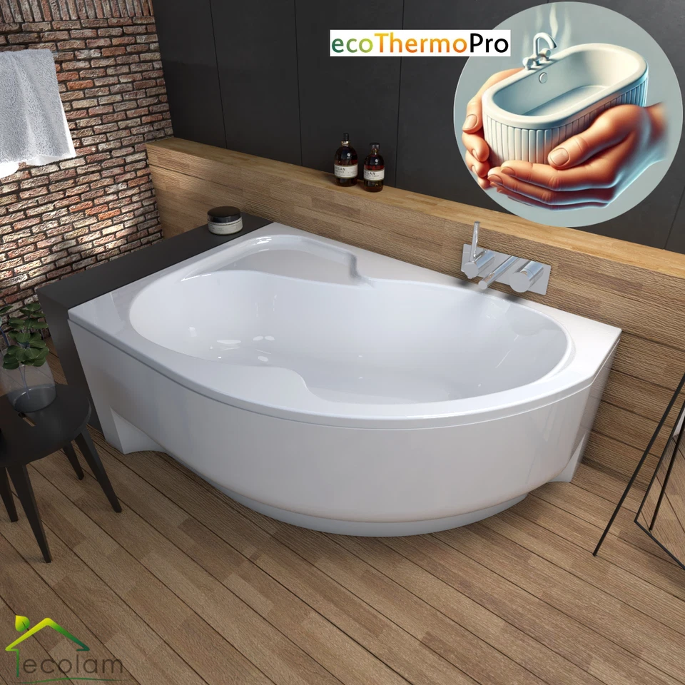 ECOLAM Badewanne Thermobadewanne 150 160 170x100 Eckbadewanne Wela Wanne mit Isolierung