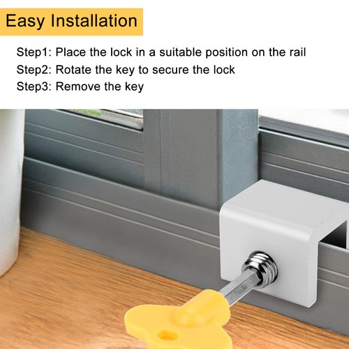 4 Pack Adjustable Sliding Window Locks Security Window Lock Aluminum With Key - Picture 7 of 10