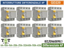 INTERRUTTORE MAGNETOTERMICO DIFFERENZIALE 4P 6A 10A 16A 20A 25A 32A 40A 50A 63A