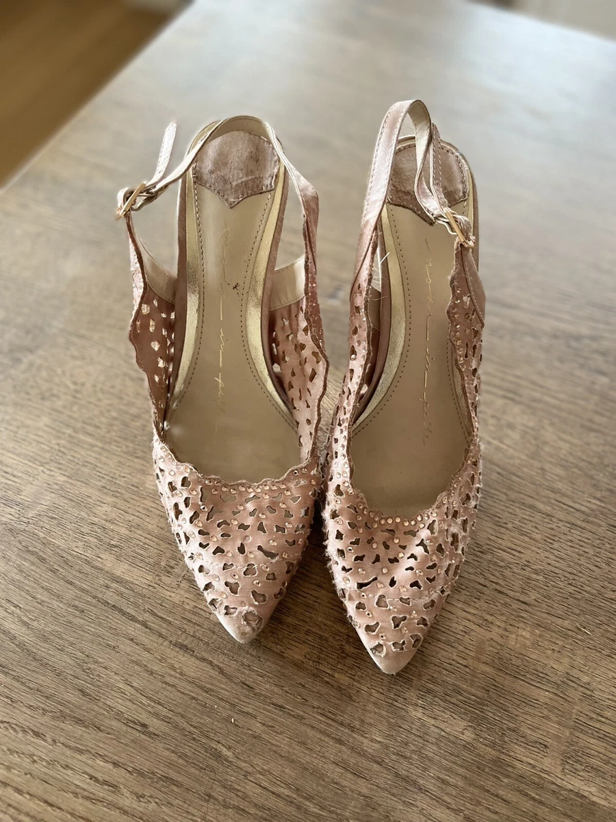 Moda In Pelle Nude Pink Metallic Sparkly Slingback Heels Size 6 39