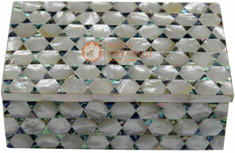 6"x4"x2" Marble Trinket Jewelry Box Modern Mop Mosaic Design Halloween Gift Deco - Image 2 of 3