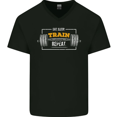 Eat Sleep Zug Repeat Fitness Training Top Herren V-Neck Baumwolle Maglietta