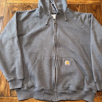 Carhartt Hoodie Men's XL Gray Full Zip Heavyweight Sweatshirt