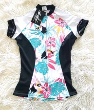 BDI Direct Womens S Tropical Toucan Cycling Jersey NWT Full Zip SS