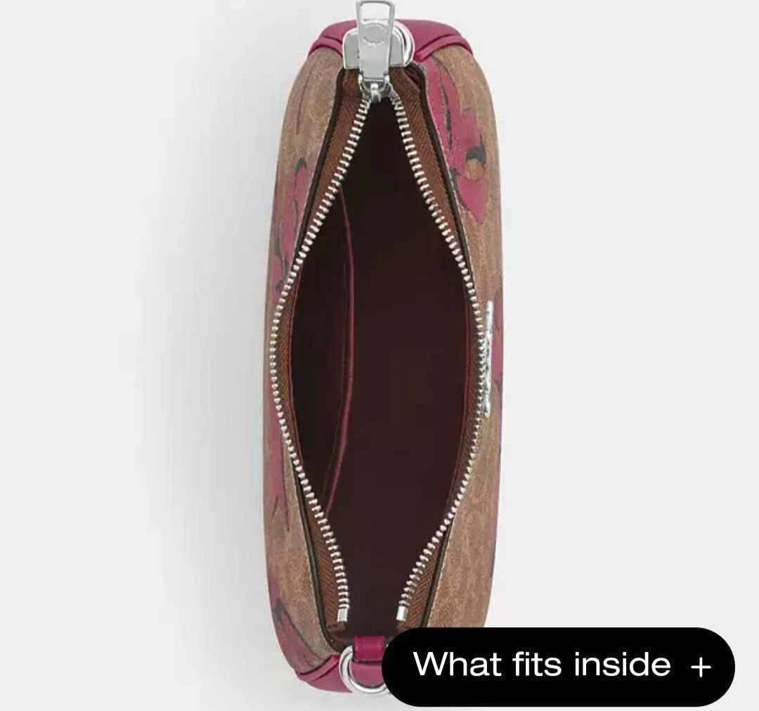 Borsa a tracolla Coach CAA70 Teri firmata tela e pelle stampa fiocco marrone rosa multi