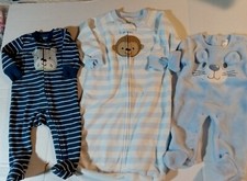 Lot Baby Boy Fleece Footed Blanket Sleepers  Sleep Sac Size 0/9 Months Carters
