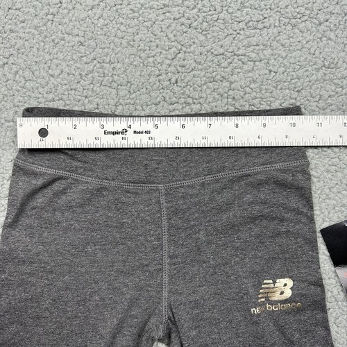 New Balance Pants Girls Small 7/8 Charcoal Heather Gray Leggings Cotton Blend - Picture 6 of 9