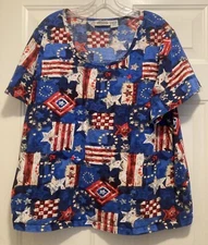 Collections Etc Women’s Patriotic T Shirt Sz XXL  Chest 52” 100% Cotton