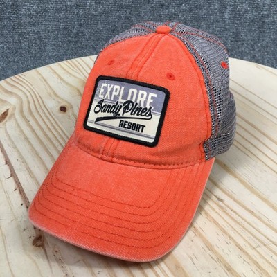 Explore Sandy Pines Resort Fahrenheit Trucker Hat Unisex Orange OS Embroidered