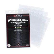 Resealable Magazine Bags 1 Pack of 100 AcidFree, Clear Polypropylene Sleev...