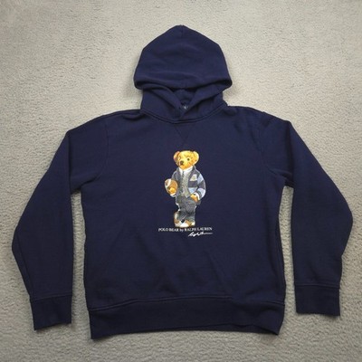 Polo Ralph Lauren Polo Bear Hoodie Mens M Navy Rugby Bear Sweatshirt