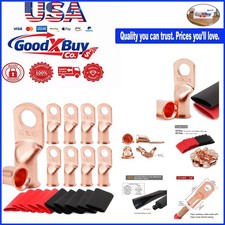 Heavy Duty Copper Battery Lugs 1/0 AWG with Heat Shrink Tubing 10pcs - Alumin...