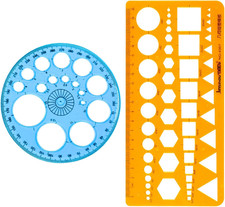 2 Pcs Geometric Stencils Templates, Circle Round Stencil, Measuring Geometry Rul