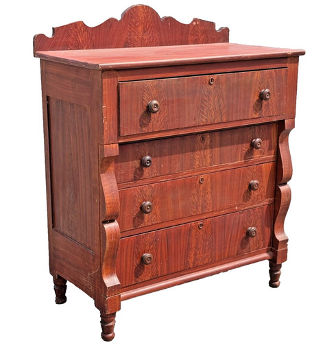 antique paint decorated red chest of drawers dresser YORK  Rupp folk art 1830