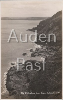 Polzeath Klippen über Combe Beach Cornwall Küste RPPC Postkarte