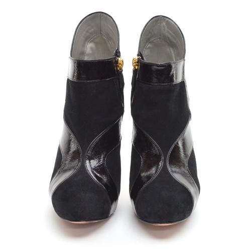 Ladies Georgina Goodman Zip Booties Pumps 38 / 7.5 Black Suede High Heels Shoes - Picture 3 of 8