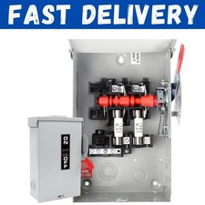60 Amp Disconnect Box, 3 Pole Fusible Safety Switch, 110/240V, Heavy Duty Metal