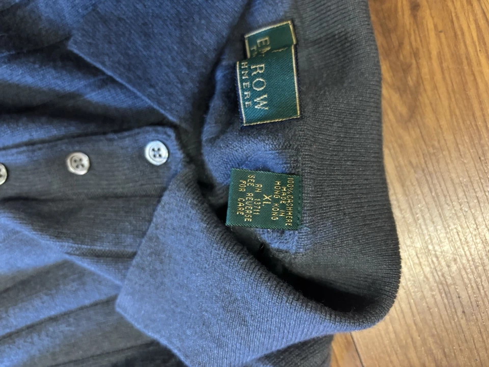 Suéter Embassy Row 100% Cachemira XL Gris Dos Capas Tejido Cuello Polo Manga Larga Foto 4 de 4