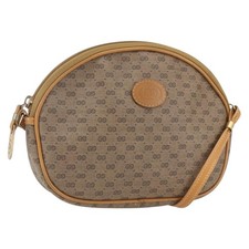 GUCCI Micro GG Supreme Shoulder Bag PVC Beige Gold Auth bs32661