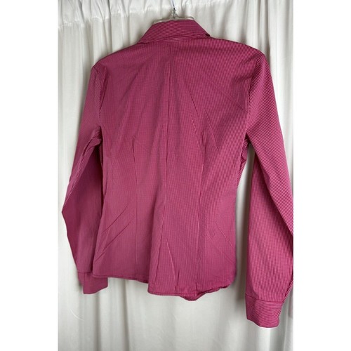 New York & Co Pink Plaid Stretch Fitted Button-Up Shirt Academia Preppy 56-11 - Picture 13 of 17