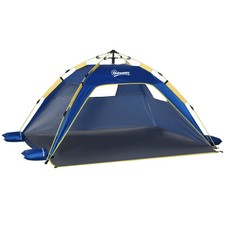 Outsunny Tenda da Spiaggia Pop Up per 2 Persone con Finestre Blu e Giallo