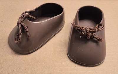 One Pair USED SLAPPY 30'' Ventriloquist Dummy Doll Original Brown Shoes W/Laces