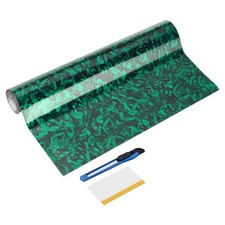 1Set 12" x 5ft PET Carbon Fiber Vinyl Wrap with Scraper, Green