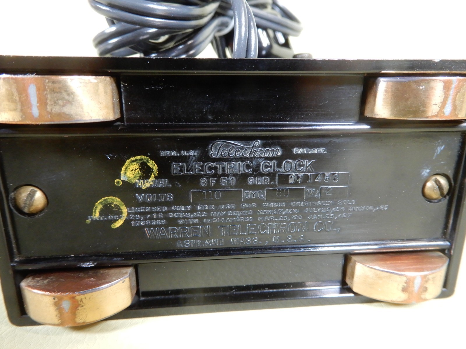 Telechron 3F51 "Duke" Black Electric Clock Beautiful Condition New Cord