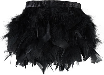 Black Turkey Feathers Trim Fringe 2Yard 4-6Inch for Party Clothing DIY Sewing Cr