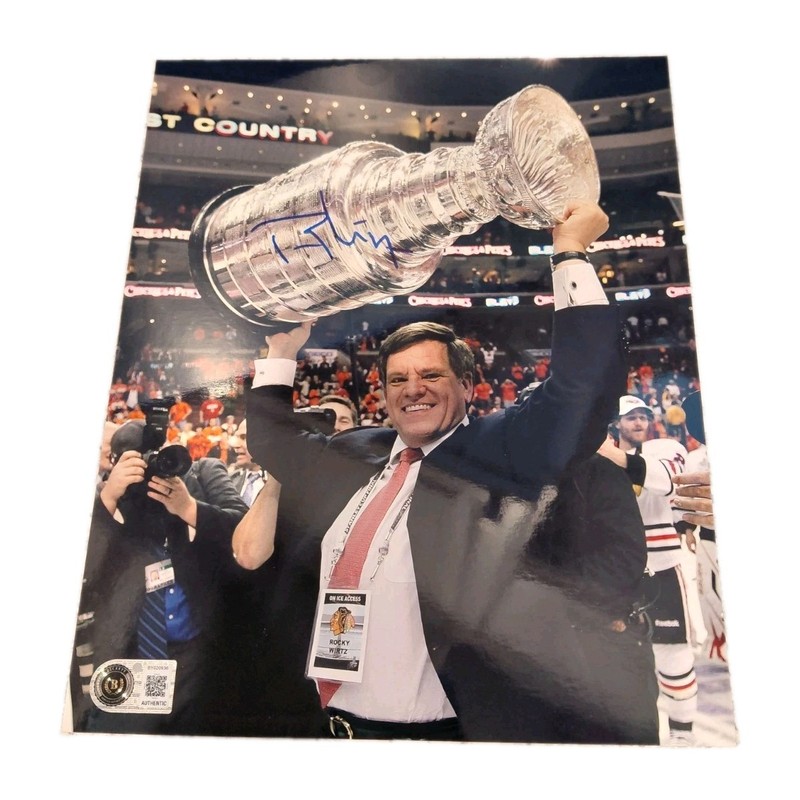 Rocky Wirtz Chicago Blackhawks Stanley Cup Signed 8x10 Photo Beckett RIP RARE