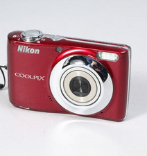 RED NIKON COOLPIX L-24 14 MP POINT  SHOOT WORKS BUT BATT DOOR BROKEN