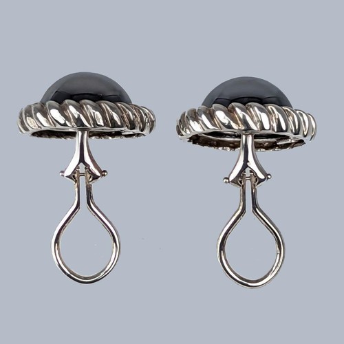 Tiffany & Co Hematite Earrings Vintage Sterling Silver Rope Twist Clip On – Rare - Picture 5 of 6