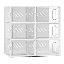 XL 6Pack Stackable Magnetic Shoe Storage Box Organizer Sneaker Display Case f AJ