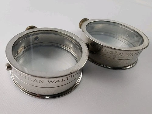 (2) Antique American Waltham Pocket Watch Transport Case