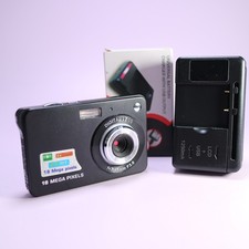18.0MP Unbranded Compact Digital Camera Black Tested With Charger