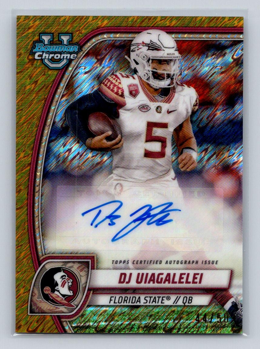 2024 Bowman U Chrome #PA-DUI DJ Uiagalelei Autograph Gold Shimmer 44/50-FSU