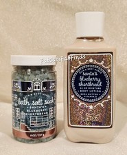Santa  s Blueberry Shortbread 2PC Set Salt Soak  Lotion 8oz Bath  Body Works