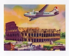 Aviation Card Granose Air Travel 1957. Alitalia over the Colosseum in Rome 