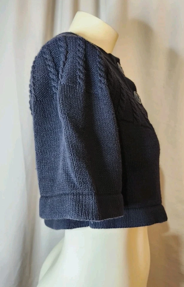 Xhilaration Suéter Negro Encogido Bolero Medio Cárdigan Tejido con Cable SS Niñas Talla LG Foto 2 de 4