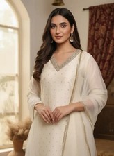 Women Chanderi Cotton Silk Kurta Pant Dupatta Set Party Wear Ethnic Kurti Set