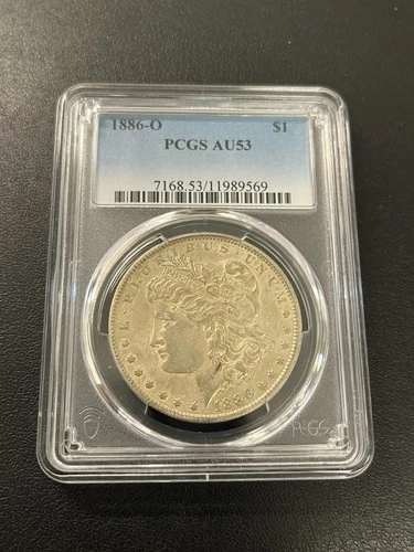 1886 O MORGAN DOLLAR PCGS AU-53 - BETTER DATE - SILVER - CERTIFIED SLAB - $1