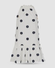 295 Milly Women's White Flora Tufted Embroidered Cotton Halter Mini Dress Sz 10