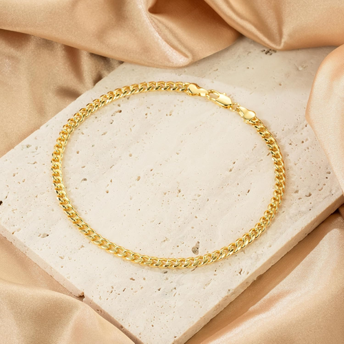 11 inches 14K Gold Ankle Bracelets Gold Bracelets for Women the Style of Hip-Pop - Bild 5 von 12