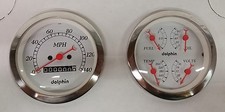3 38 Mechanical White Gauge Set Quad Style Street Rod Hot Rod Universal