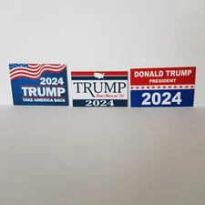 Lot of 3 Miniature Paper Trump Signs Posters Prints 2024 Take America Back 1.5 "